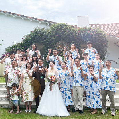 アロハシャツ&ムームーワンピースのペアセット＜全15色＞ R1-5-1 沖縄やハワイでの結婚式にゲスト用レンタル衣装