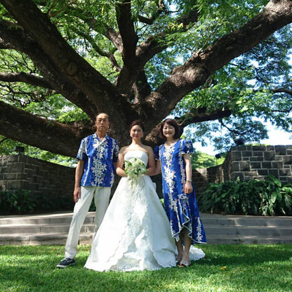 アロハシャツ&ムームーワンピースのペアセット＜全15色＞ R1-5-1 沖縄やハワイでの結婚式にゲスト用レンタル衣装